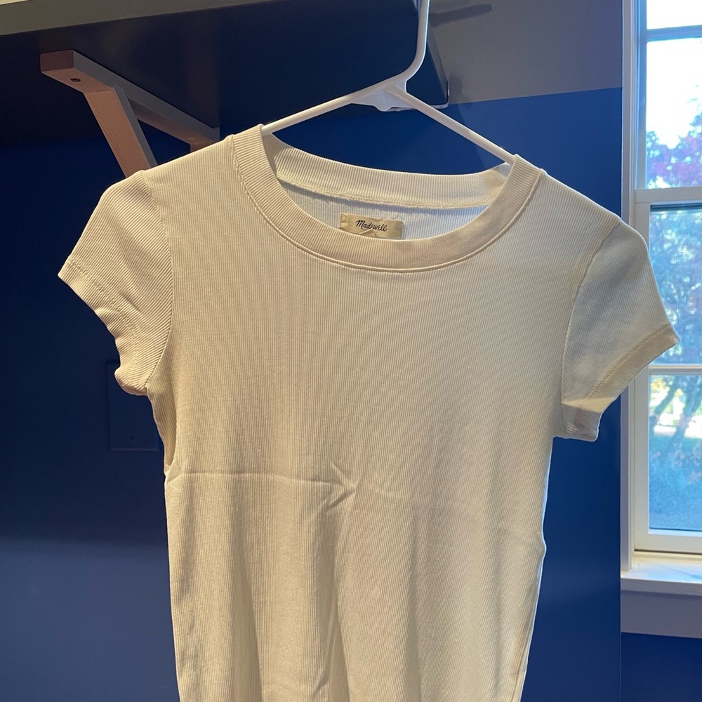 Madewell Ivory Ribbed Tee
